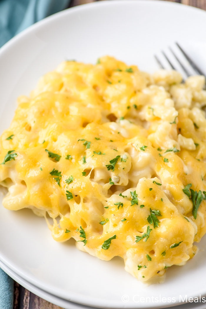 Vegetarian macaroni cheese bake