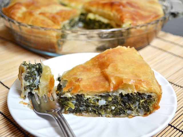 Vegetarian potato and spinach pie